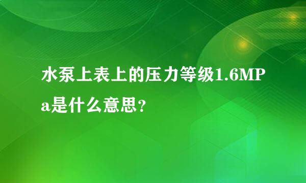 水泵上表上的压力等级1.6MPa是什么意思？