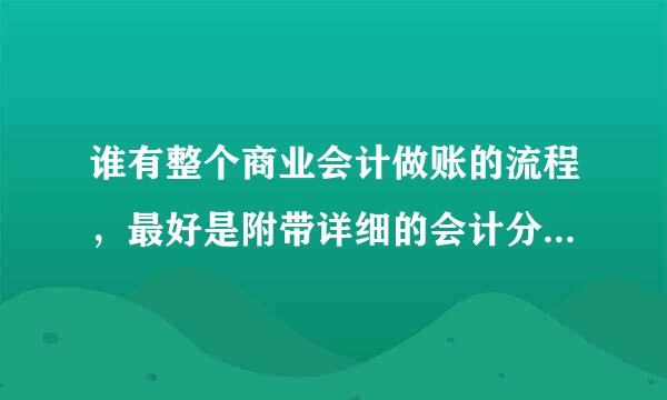 谁有整个商业会计做账的流程，最好是附带详细的会计分录？本人没弄过商业会计！