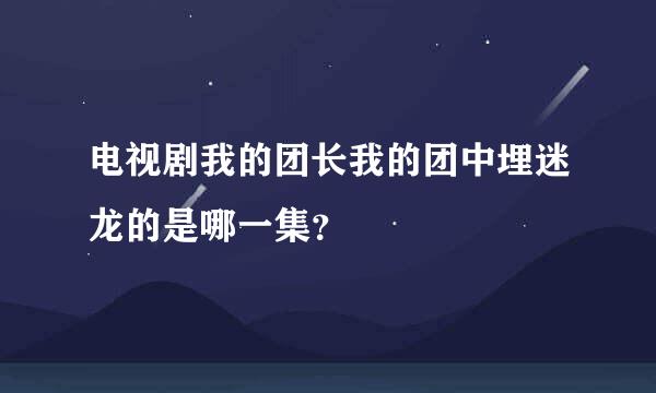 电视剧我的团长我的团中埋迷龙的是哪一集？