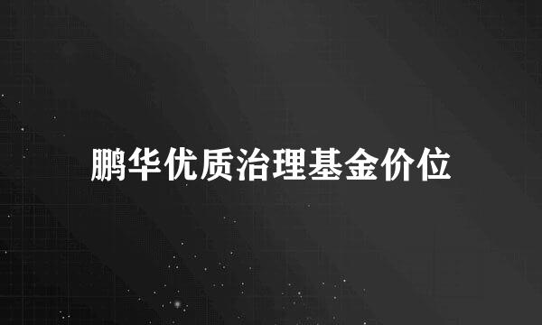 鹏华优质治理基金价位