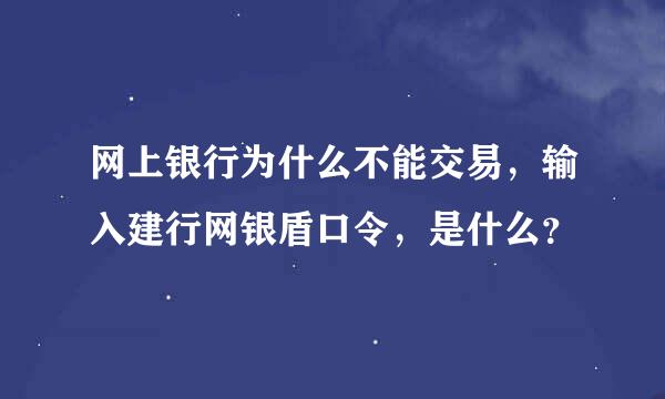 网上银行为什么不能交易，输入建行网银盾口令，是什么？