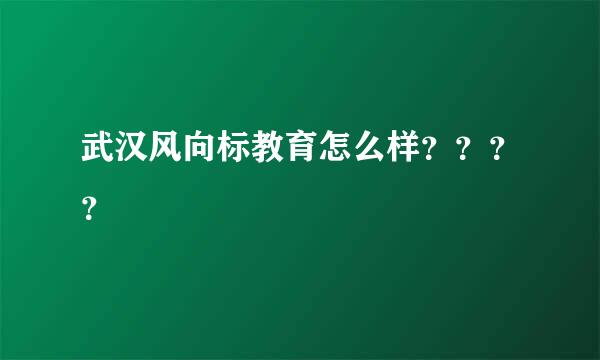 武汉风向标教育怎么样？？？？