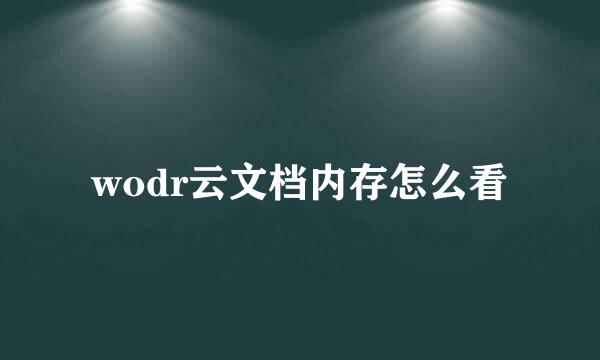 wodr云文档内存怎么看