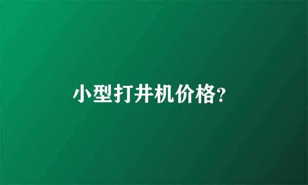 小型打井机价格？