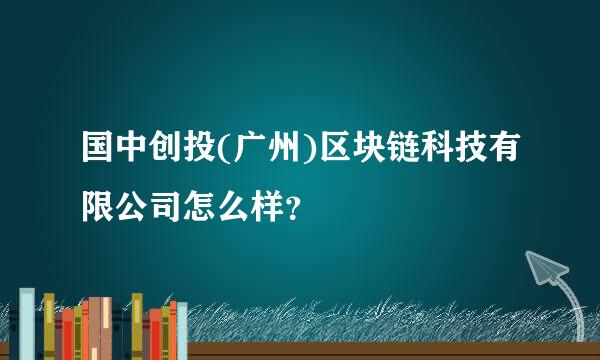 国中创投(广州)区块链科技有限公司怎么样？