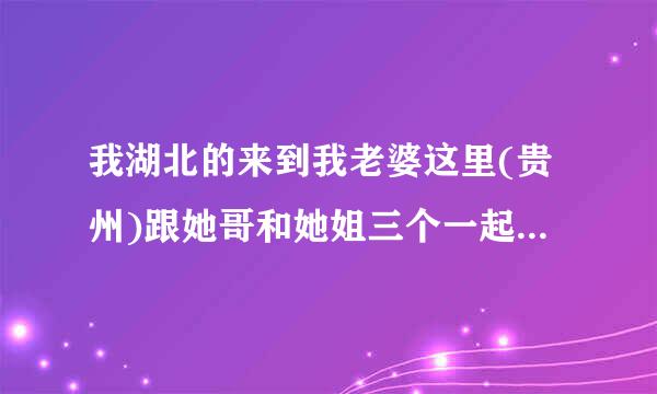 我湖北的来到我老婆这里(贵州)跟她哥和她姐三个一起搞养殖，养牛，共同出资，她们家那些人(她老爸，她