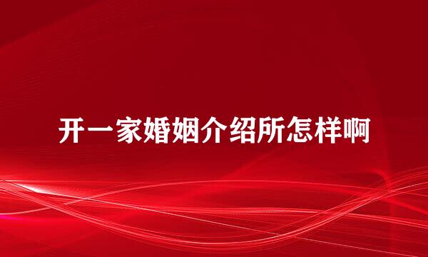 开一家婚姻介绍所怎样啊