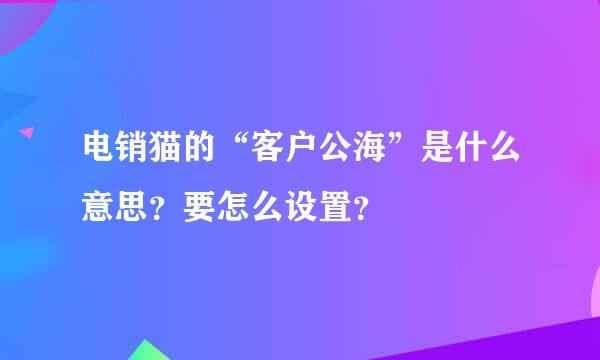 电销猫的“客户公海”是什么意思？要怎么设置？