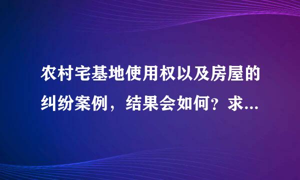 农村宅基地使用权以及房屋的纠纷案例，结果会如何？求高人指点。