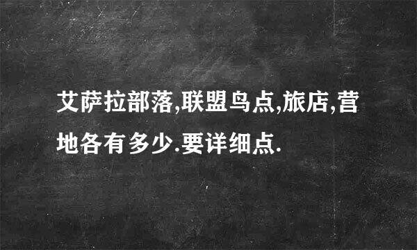 艾萨拉部落,联盟鸟点,旅店,营地各有多少.要详细点.