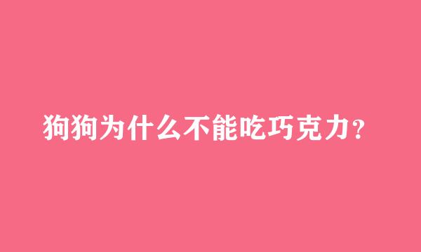 狗狗为什么不能吃巧克力？