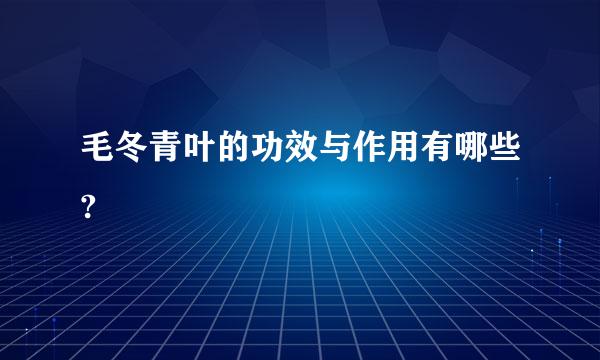 毛冬青叶的功效与作用有哪些?