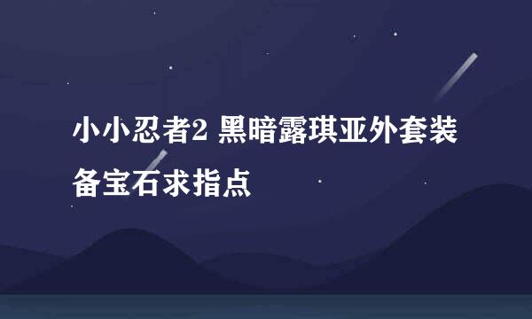 小小忍者2 黑暗露琪亚外套装备宝石求指点