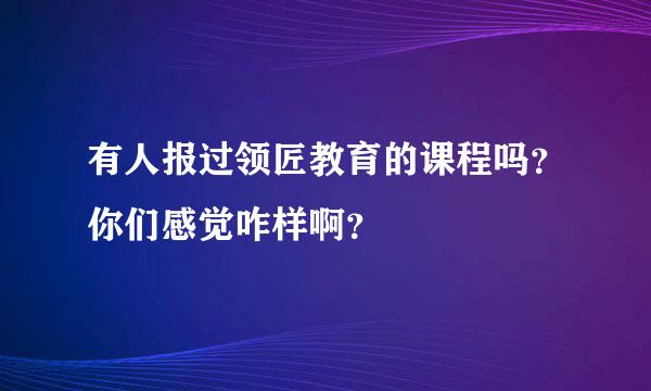 有人报过领匠教育的课程吗？你们感觉咋样啊？