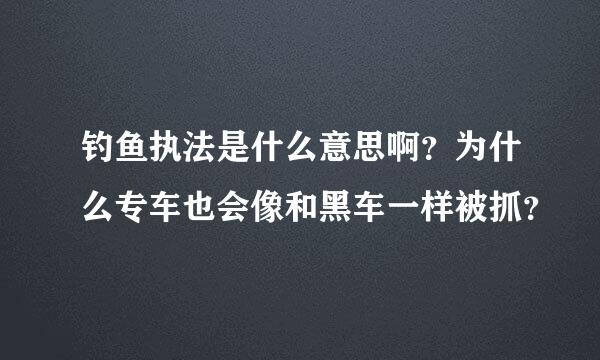 钓鱼执法是什么意思啊？为什么专车也会像和黑车一样被抓？