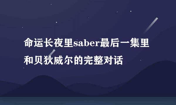 命运长夜里saber最后一集里和贝狄威尔的完整对话