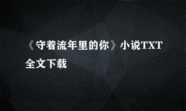 《守着流年里的你》小说TXT全文下载