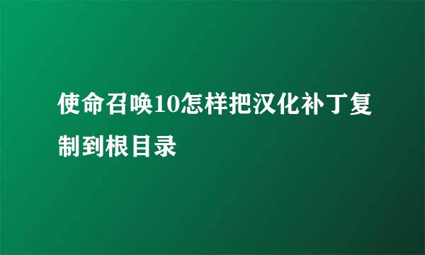 使命召唤10怎样把汉化补丁复制到根目录