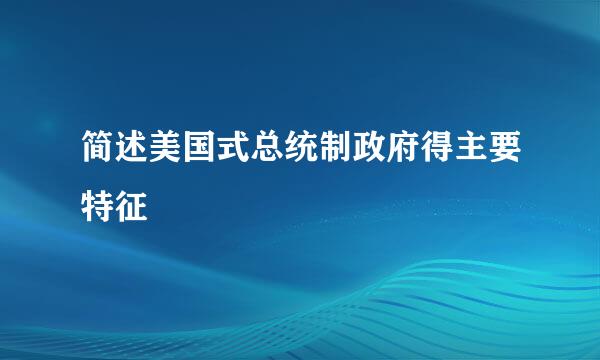 简述美国式总统制政府得主要特征