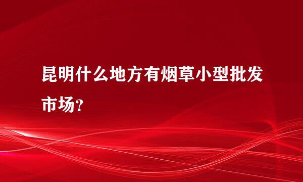 昆明什么地方有烟草小型批发市场？