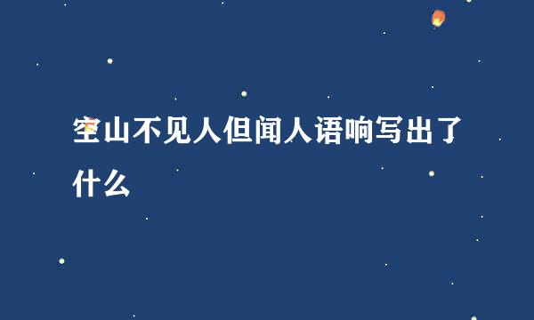 空山不见人但闻人语响写出了什么