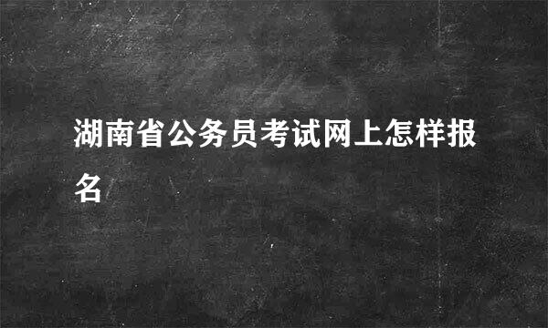 湖南省公务员考试网上怎样报名