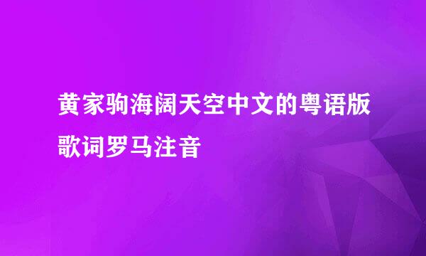 黄家驹海阔天空中文的粤语版歌词罗马注音