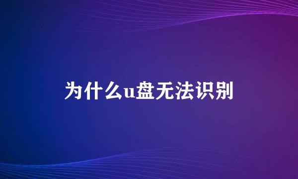 为什么u盘无法识别