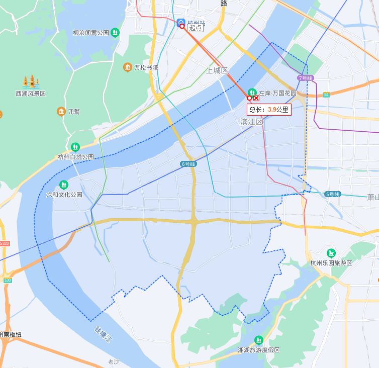 火车票上杭州站是哪个站杭州上成区环城一号离滨海区有多少公里？