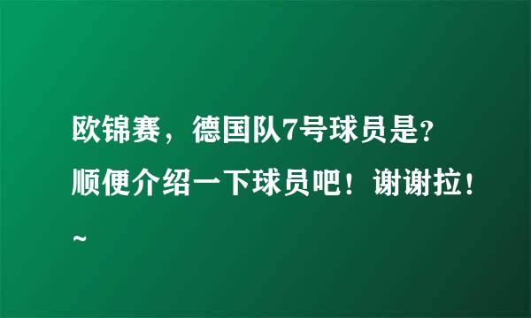 欧锦赛，德国队7号球员是？顺便介绍一下球员吧！谢谢拉！~