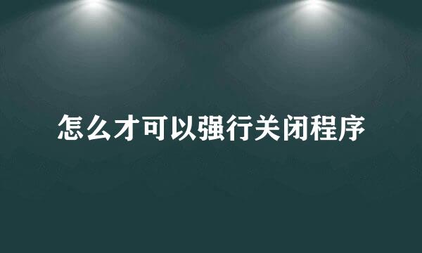 怎么才可以强行关闭程序