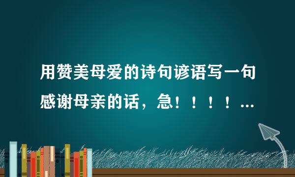 用赞美母爱的诗句谚语写一句感谢母亲的话，急！！！！！！！！