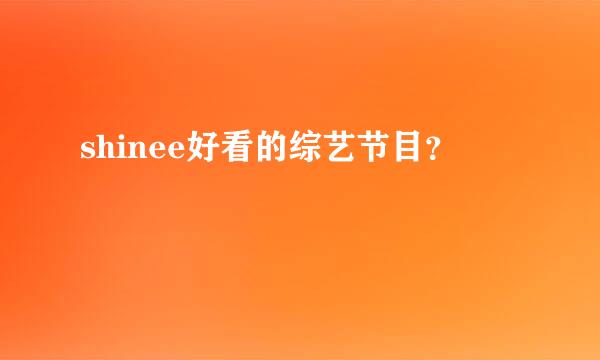 shinee好看的综艺节目？