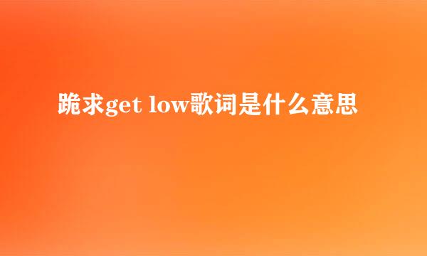 跪求get low歌词是什么意思