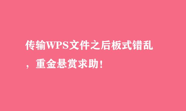 传输WPS文件之后板式错乱，重金悬赏求助！