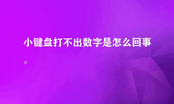 小键盘打不出数字是怎么回事。