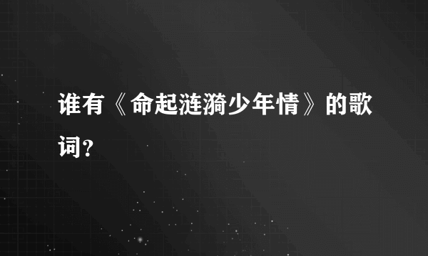 谁有《命起涟漪少年情》的歌词？