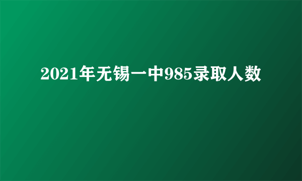 2021年无锡一中985录取人数