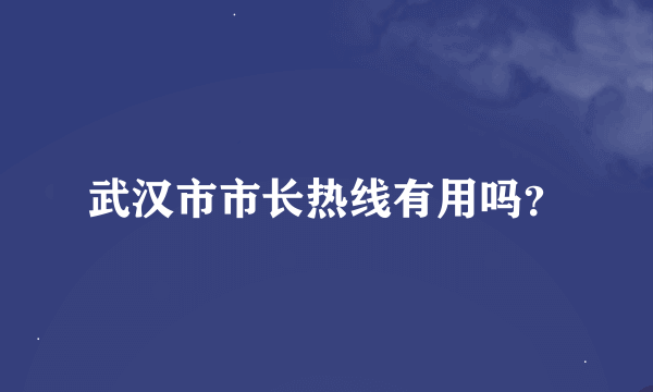 武汉市市长热线有用吗？