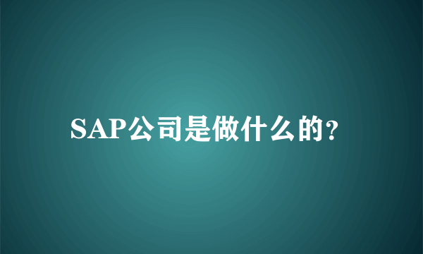 SAP公司是做什么的？