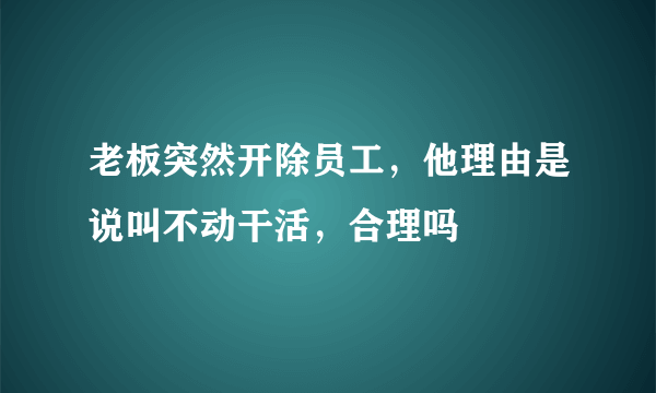 老板突然开除员工，他理由是说叫不动干活，合理吗