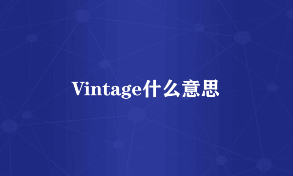 Vintage什么意思