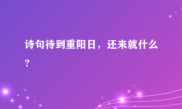 诗句待到重阳日，还来就什么？