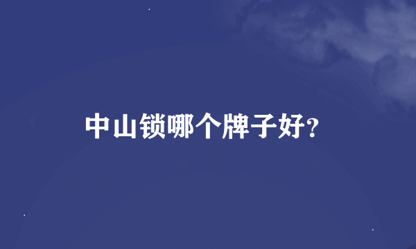 中山锁哪个牌子好？