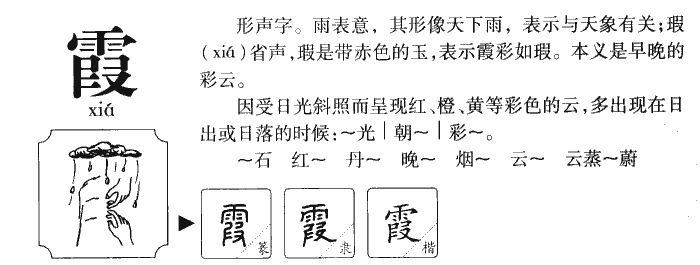 晚霞的霞的拼音