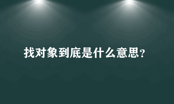 找对象到底是什么意思？