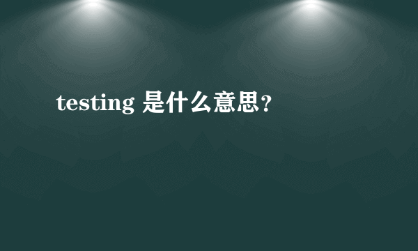 testing 是什么意思？