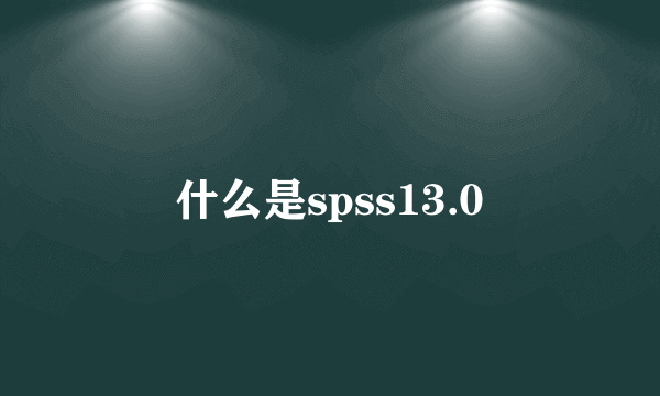 什么是spss13.0