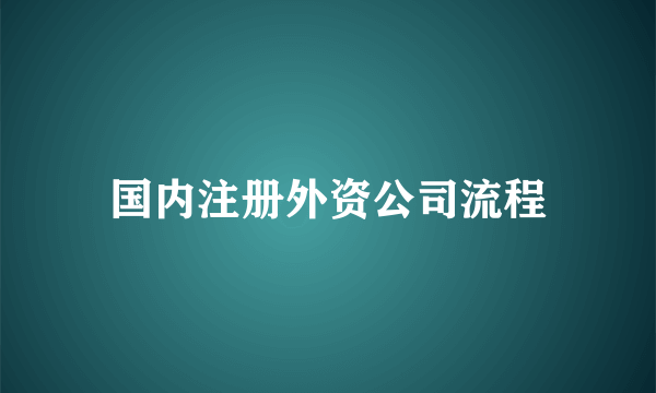 国内注册外资公司流程