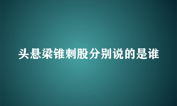 头悬梁锥刺股分别说的是谁